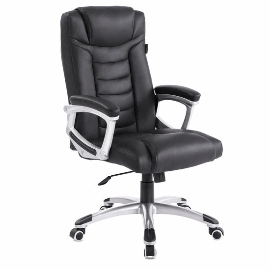 Monza Home® Bureaustoel Zwart – Ergonomische Bureau Stoel – PU Leder – Verstelbaar – 150kg Draagvermogen – Luxe Directiestoel