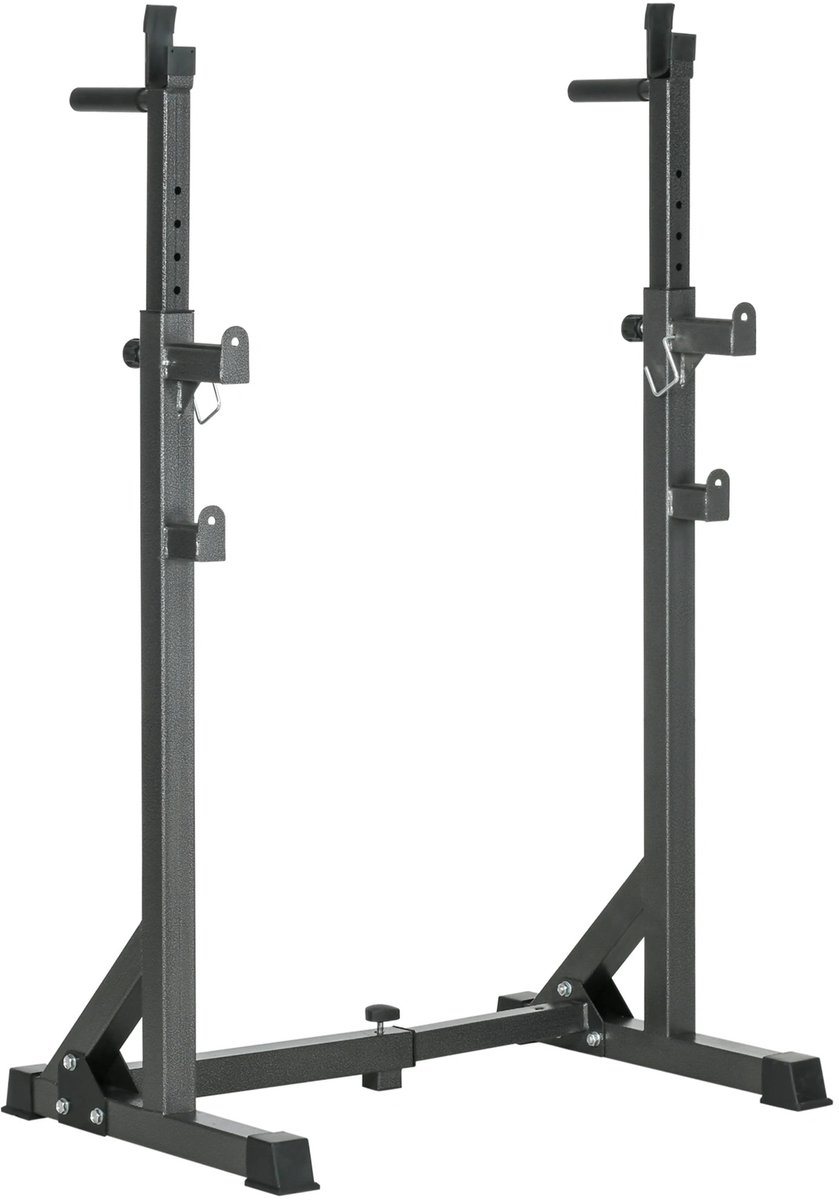 Solvix Halterrek – Fitness – Squat Rack – Halterbank Standaard – Verstelbare Hoogte en Breedte – Stalen Frame – Max 150 kg – Voor Krachttraining Thuis