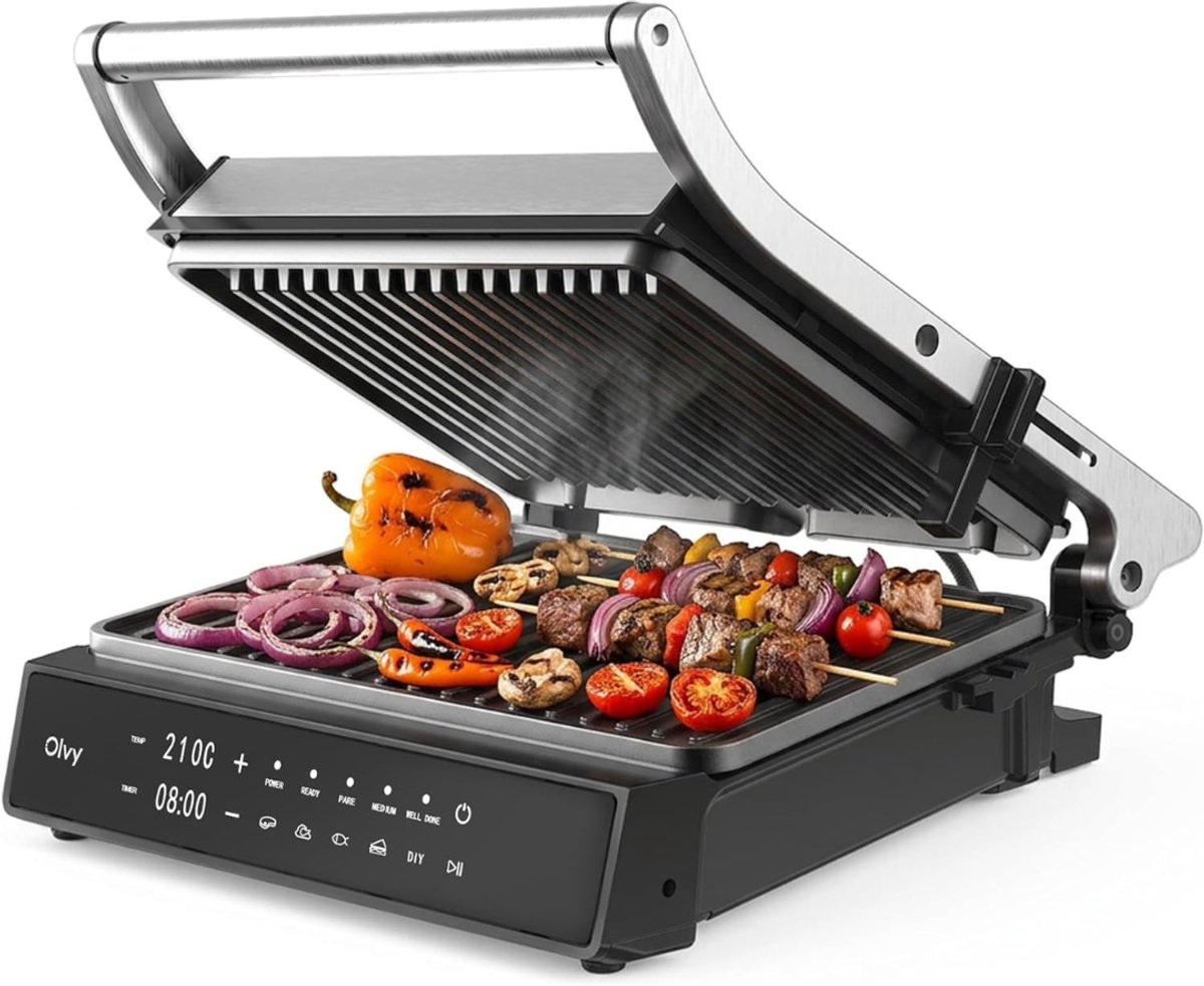 RUX® Contactgrill met uitneembare platen - Contactgrill - Multi grill - Zwart - 18cm x 37cm x 37cm