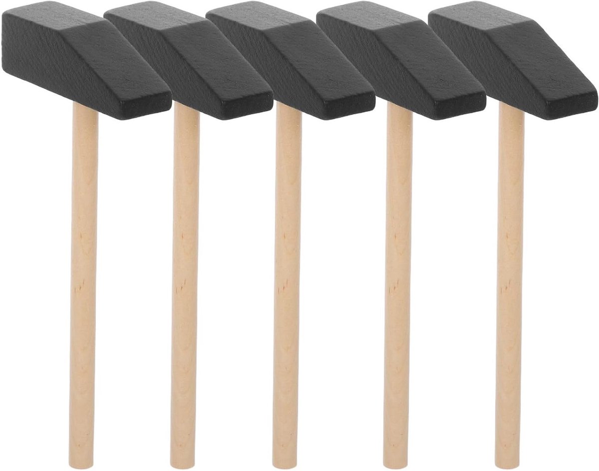 5-delige mini-houten hamer-speelset – veilige hamers voor kinderen, perfect voor verjaardagen en creatief bouwen met houten blokken
