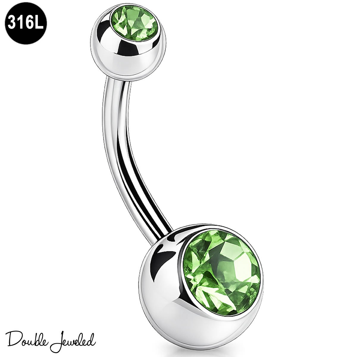 Navelpiercing – 316L Chirurgisch Staal – Navel Piercing 1.6mm – Groen