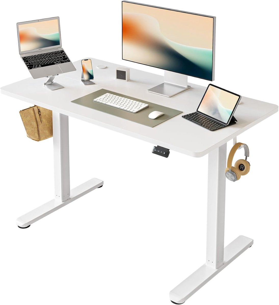 Elektrisch In Hoogte Verstelbaar Zit-Sta Bureau 100x60 cm met Memory & Anti-Collision – Wit