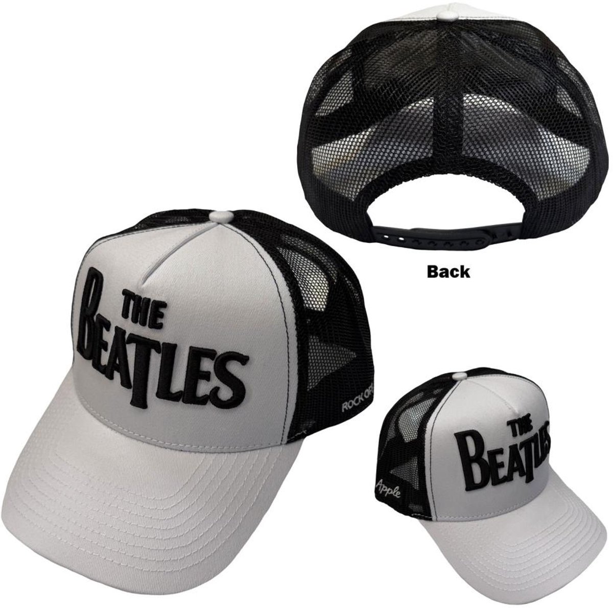 The Beatles - Drop T Logo & Apple Trucker pet - Zwart/Wit