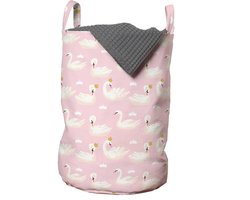 ABAKUHAUS Swans waszak, Blush Tone King Waterfowl, wasmand met handvatten, trekkoordafsluiting voor wasserettes, lichtroze crème