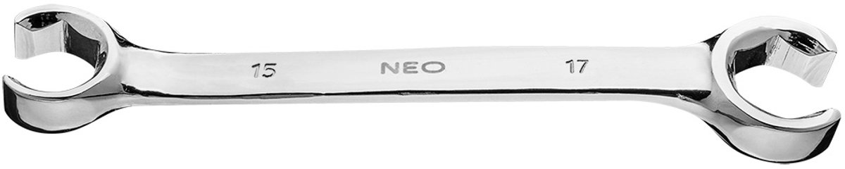 NEO 09-151 Serie - Half Open Ringsleutel - 15 x 17 mm - Chroom-vanadiumstaal - 15° Gebogen Oog
