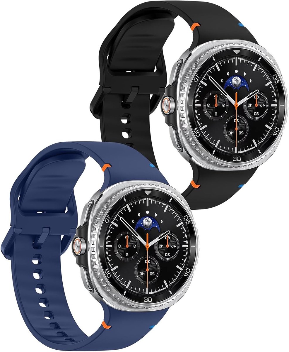 Sportieve Silicone Horlogeband voor Galaxy Watch 8 en 8 Classic - 2 Stuks, Maat S, Zwart en Midnight