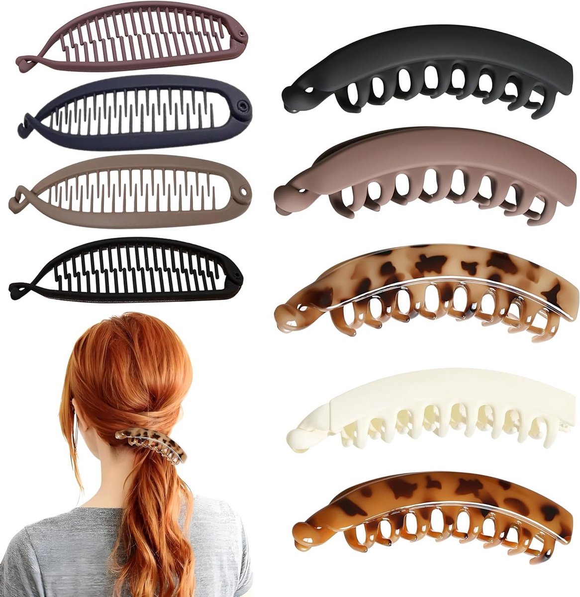 Grote Non-Slip Haarspelden voor Dikke en Dunne Haarstijlen, Vintage Banana Clip, Sterke Houders voor Vrouwen en Meisjes - 9 Stuks
