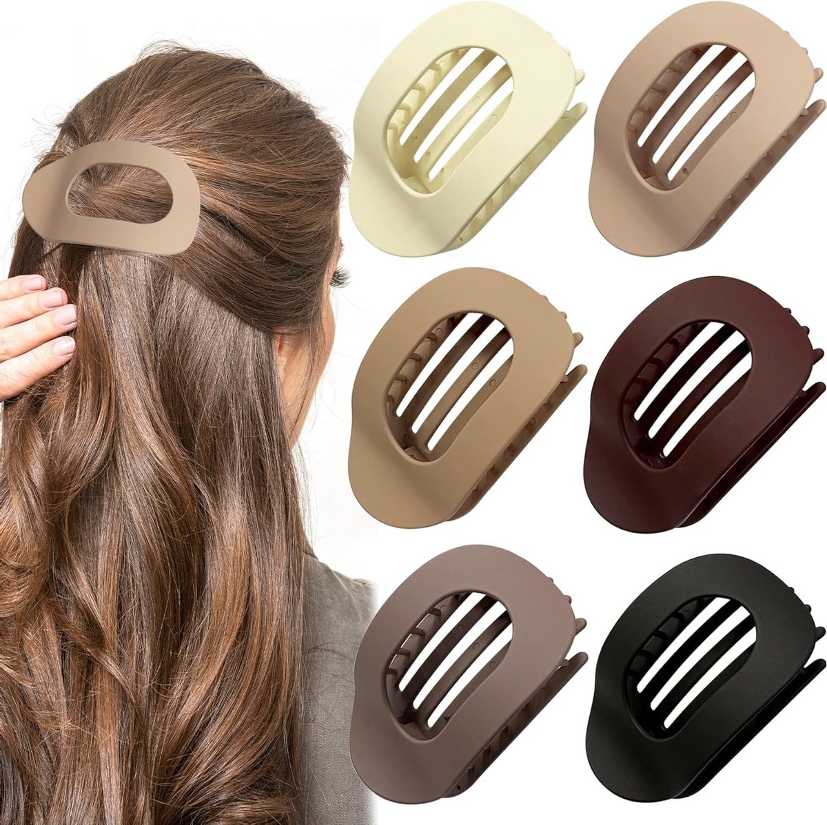6-delige set haarclips voor vrouwen, platte haarspelden, antislip haarklemmen, sterke grip, ideaal voor dun en dik haar