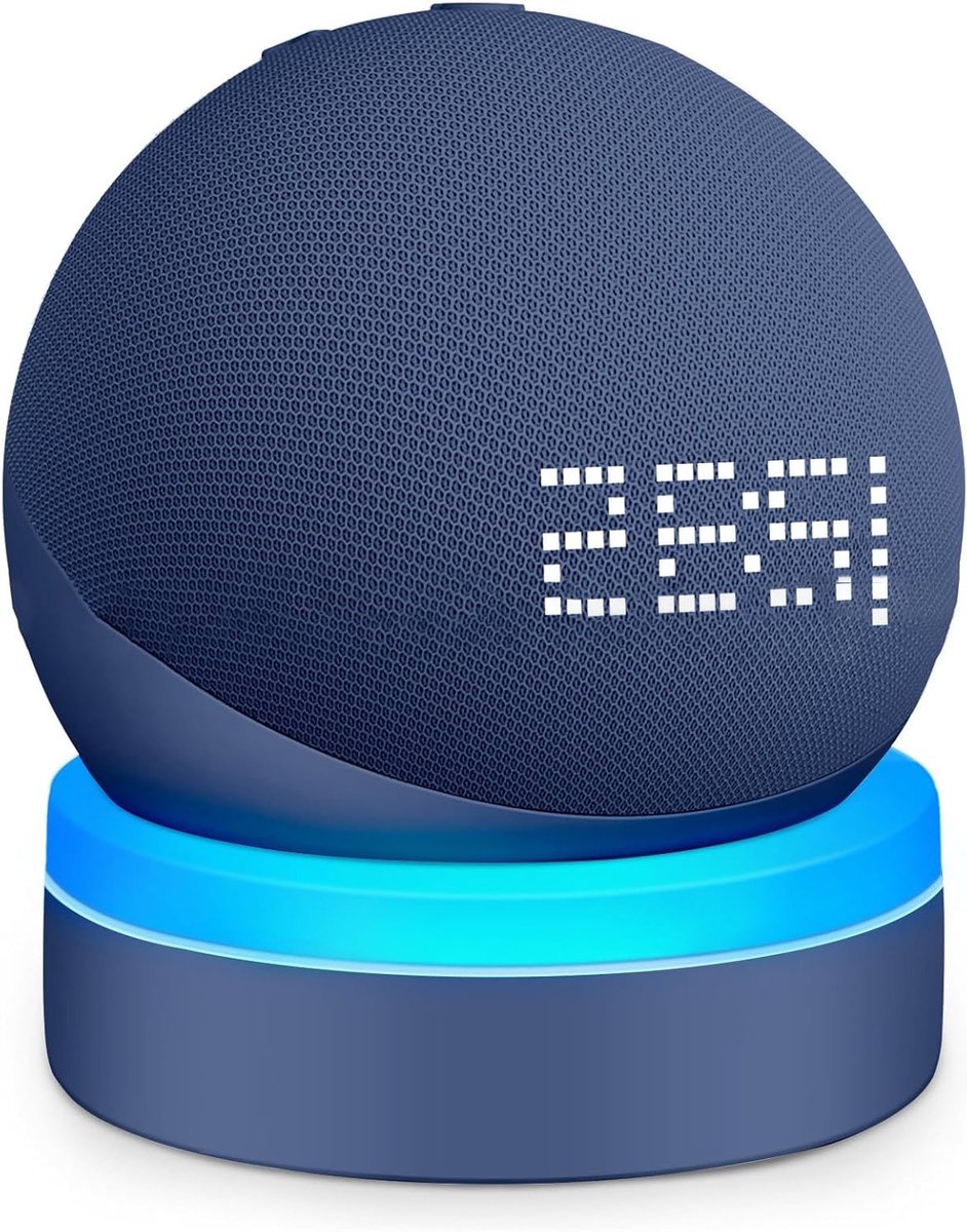 Houder voor Echo Dot 4 en 5 met Verlichte Desktop Stand en Kabelbeheer - Accessoires voor Slimme Speaker en Geluidssystemen in Donkerblauw