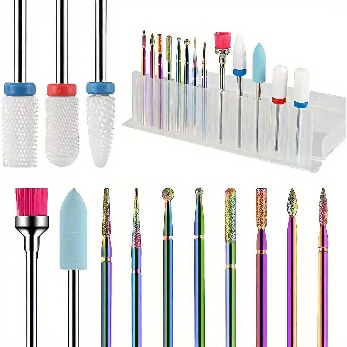 Professionele 13-delige Nagelboor Bits Set voor Elektrische Nagelvijl, Keramische en Carbide Cuticle Verwijder Bits voor Manicure en Pedicure, Perfect voor Thuisgebruik en Nagelsalon