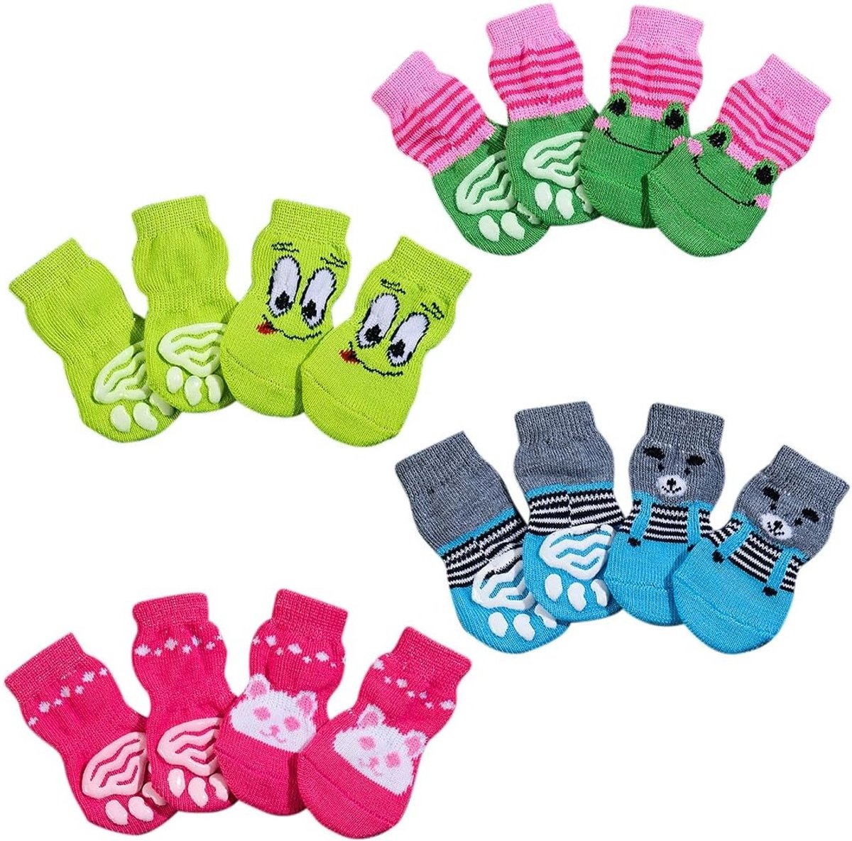 Hondenlaarzen en pootbescherming, antislip sokken voor honden, warme en comfortabele indoor bescherming voor huisdieren, 16 paar