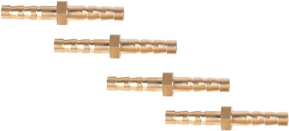 4 Stuks 4-4mm Messing Slangverbinder voor Reparatie en Reducer - Duurzame Aansluitingen voor Tuin en Klussen