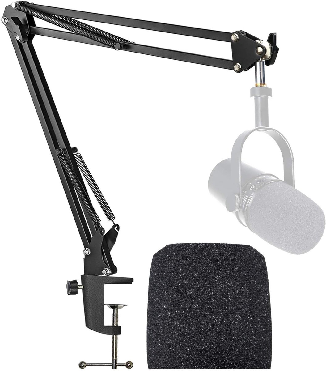 Microfoonstandaard met Schuim Windscherm voor Verbeterde Geluidskwaliteit van USB Podcast Microfoons zoals de MV7 en MV7+
