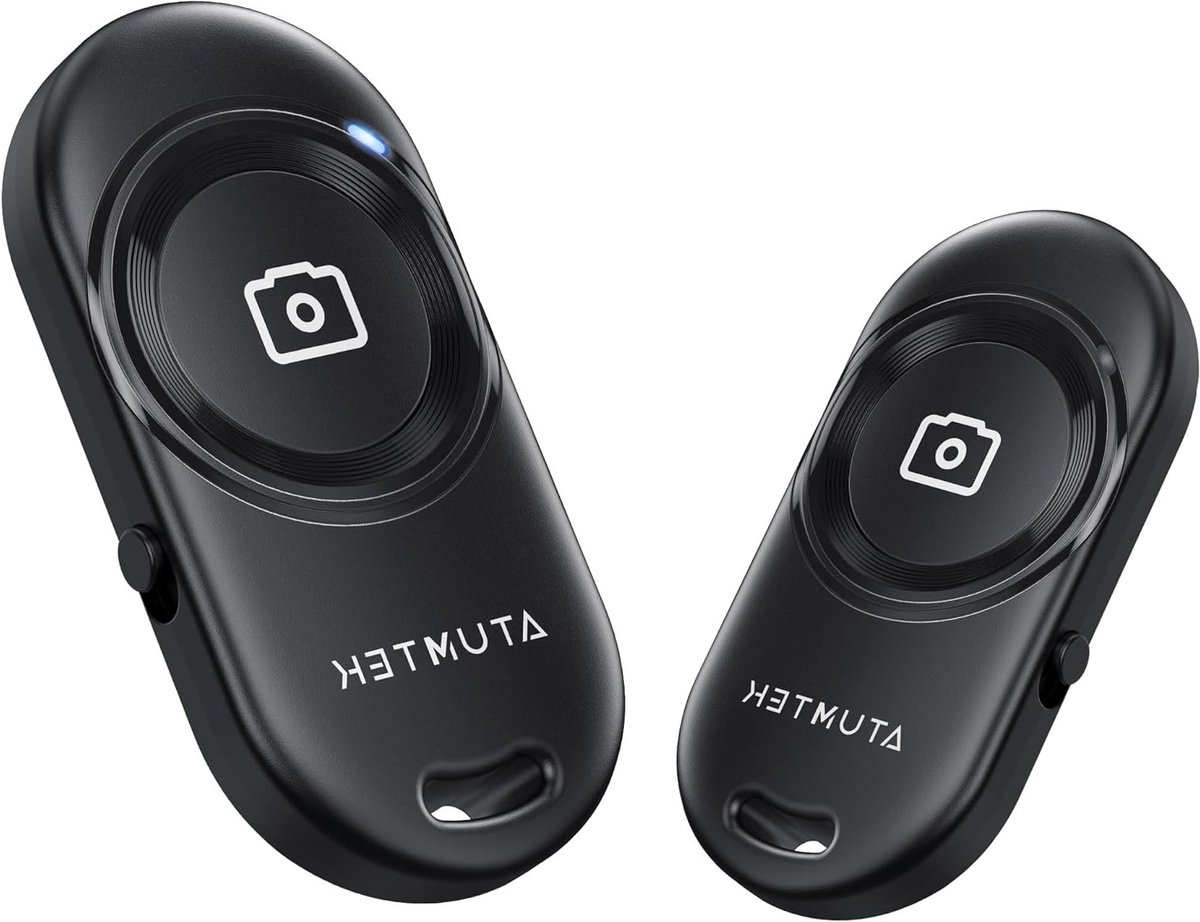 Bluetooth Camera Remote Shutter (2-Pack) voor iPhone & Android – Draadloze Afstandsbediening voor Foto's en Video's – Bluetooth 5.2 Selfie Knop met Polsband – Zwart en Stijlvol Accessoire voor Fotografie