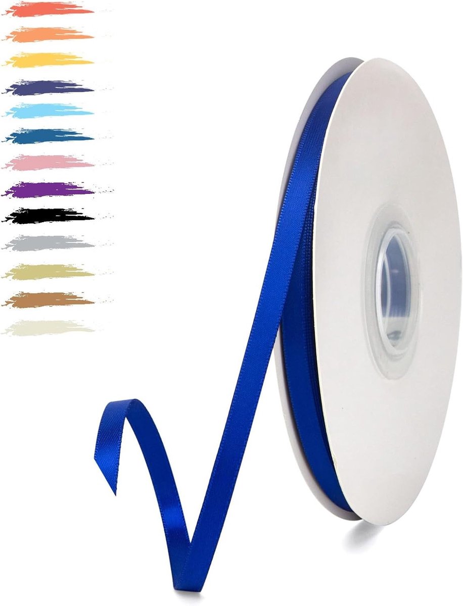 6mm Satijnen Lint in Koninklijk Blauw, 95 Meter Versiering, Cadeaulint, Auto Lint voor Feesten, Bruiloften en Verjaardagen