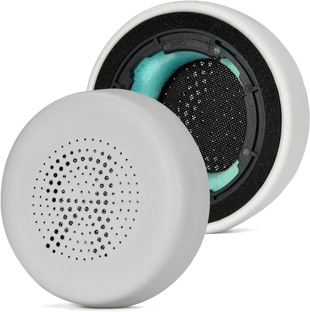 Zachte leren oorkussens voor JLab Go Lux ANC - Geluiddempende vervangende oorkussens voor draadloze hoofdtelefoons (Cloud White)