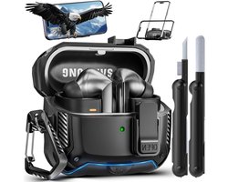 Schokbestendige Beschermhoes voor Galaxy Buds 3 Pro met Reinigingspen en Carabiner - Ondersteunt Draadloos Opladen en Perfecte Bescherming