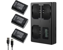 Drie Slot Batterij en Oplader voor NP-FZ100 met LCD Display, Geschikt voor Sony A7iii, A7iv, A7C, FX3, FX30, A9, A6600, A6700, ZV-E1, ZV-E10ii, Alpha 9, A9S, A7R III, A7R IV