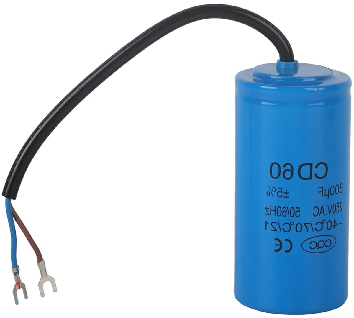 Motorcapacitor 300uF 250VAC voor Aircompressor, Koelkast en Wasmachine - Startcapacitor met Draadgeleider, Temperatuurbereik -40°C tot 70°C