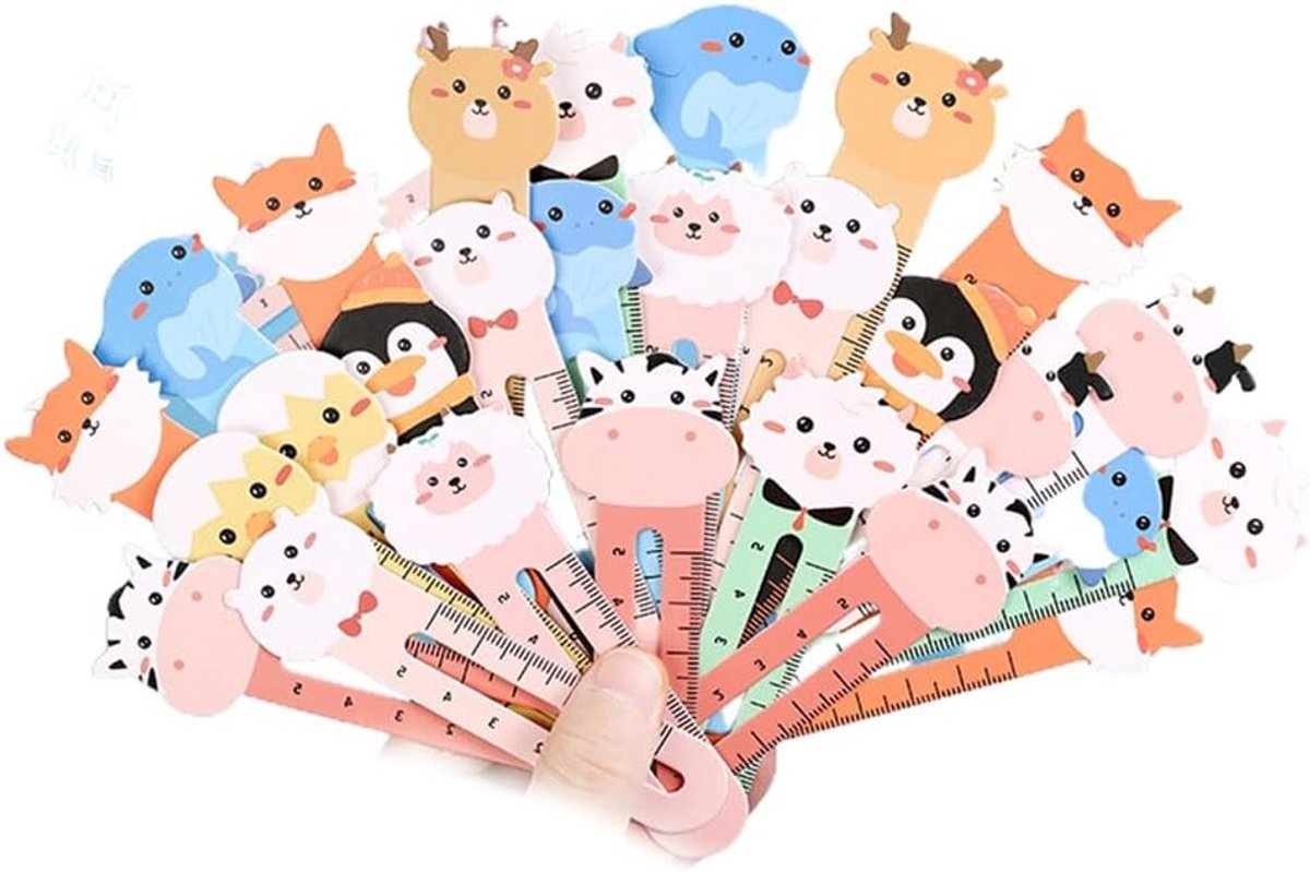 Schattige Dieren Boekenleggers Set van 50 Stuks, Mini Liniaal Boekenleggers voor Kinderen en Volwassenen, Multifunctionele Leestools
