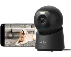 eufy Security Indoor camera E30 Zwart – Indoor Cam - Huisdiercamera met app - Petcam; 4K UHD – Pan & Tilt – AI Mens- en Huisdierdetectie – Kleurennachtzicht – Compatibel met Apple HomeKit – Tweewegcommunicatie – Lokale Opslag – Geen Abonnementskosten