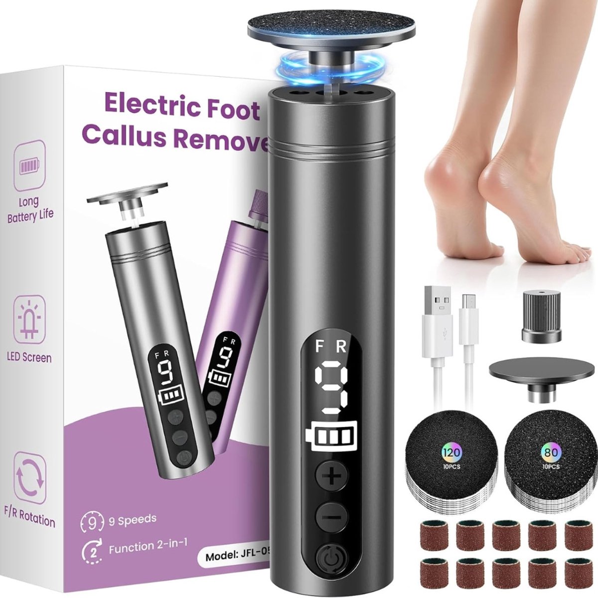 Elektrische Eeltverwijderaar - Professionele Eelt verwijderaar - voetvijl - Eeltvijl voeten - USB Oplaadbaar - Eeltverwijderaars