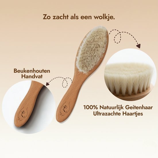 HANT - Haarborstel Baby Zacht - 100% natuurlijk geitenhaar & beukenhout - Hypoallergeen van Merkloos — afbeelding 3