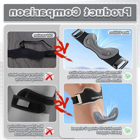 Verstelbare Knieband voor Ondersteuning, Silicone, Antislip, Ideaal voor Hardlopen, Basketbal en Volleybal — afbeelding 4