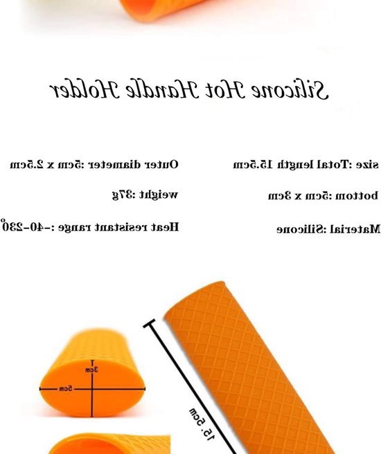 Set van 5 Thermische Siliconen Handgrepen - Beschermende Covers tegen Hitte voor Pannen, Casseroles en Pannenkoeken - Rood, Oranje, Groen, Zwart, Blauw — afbeelding 2