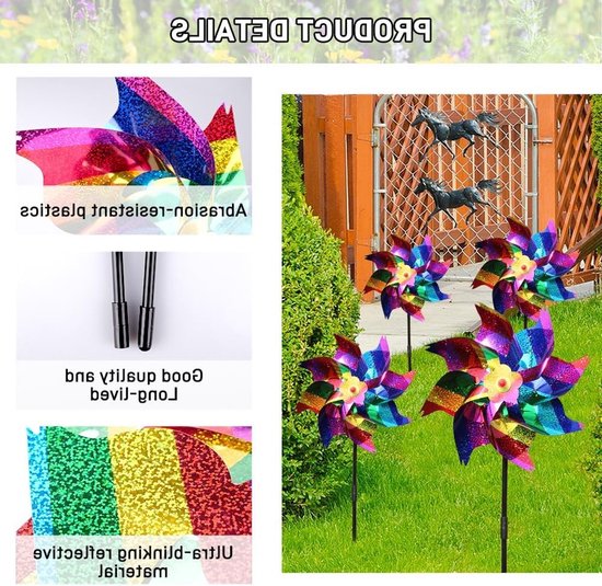 Reflecterende Tuinwindmolen voor Vogels, Afschrikmiddel voor Tuinen en Balkons, Bescherming tegen Vogels en Schade van Merkloos — afbeelding 2