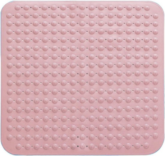 Douchemat - 48 x 48 cm (Vierkant) - Polyvinylchloride (PVC) - antislip - massage-douchemat - met zuignappen - Kleur : roze