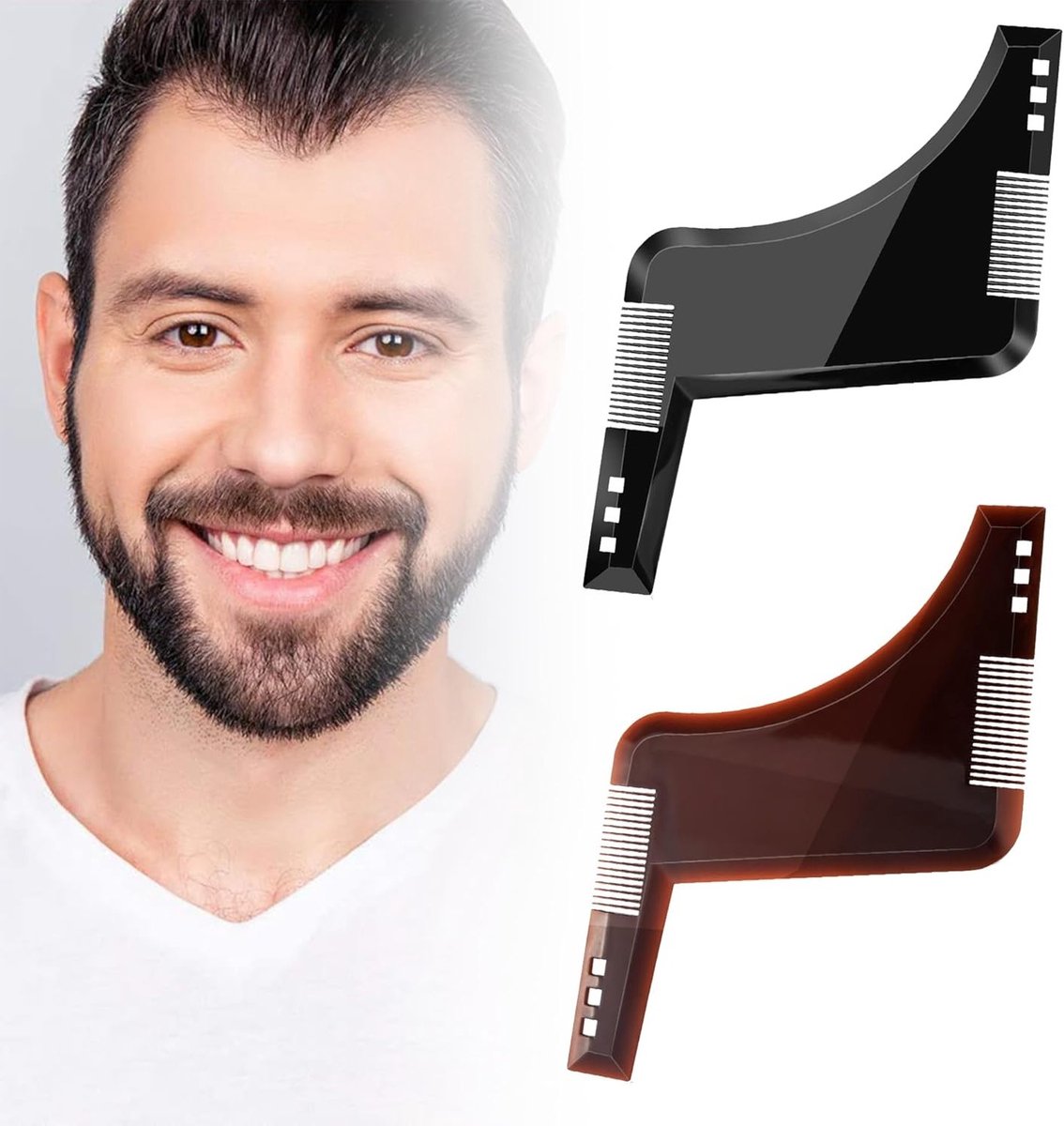 Beard Styling Tool Set met 2 Kammen voor Mannen, Perfect voor Precisie en Vormgeving van Baard en Halslijn