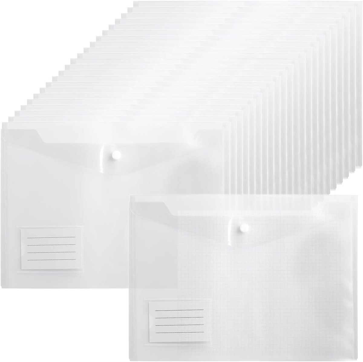 40 Stuks Heldere Plastic Mappen met Knop, Documentenfolder voor Thuis, Kantoor en Reizen, Organiseer je Papieren en Bestanden