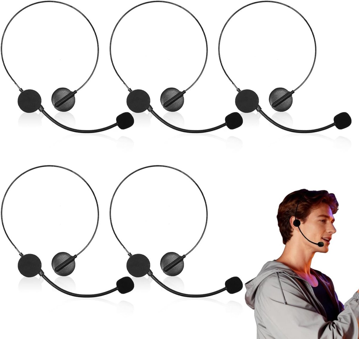 5-delige Hoofdtelefoon met Microfoon Set, Fancy Kostuum Accessoires voor Cosplay, Verkleedpartijen en Feestjes met Rockster Thema