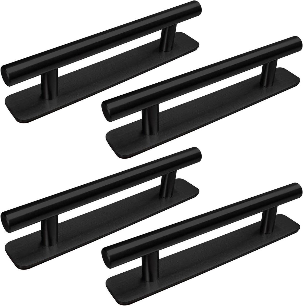 Set van 4 Zelfklevende Meubelhandgrepen in RVS - Geen Boren Nodig voor Keuken, Kast en Deur 148mm Zwart