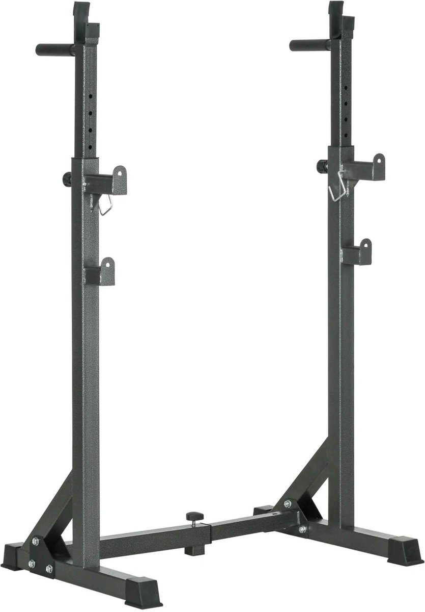 CORE Halterrek - Fitness Halterstandaard - Benchrek - Barbell houder - Verstelbare breedte & hoogte - Stalen frame - 87x65x158cm - Zwart