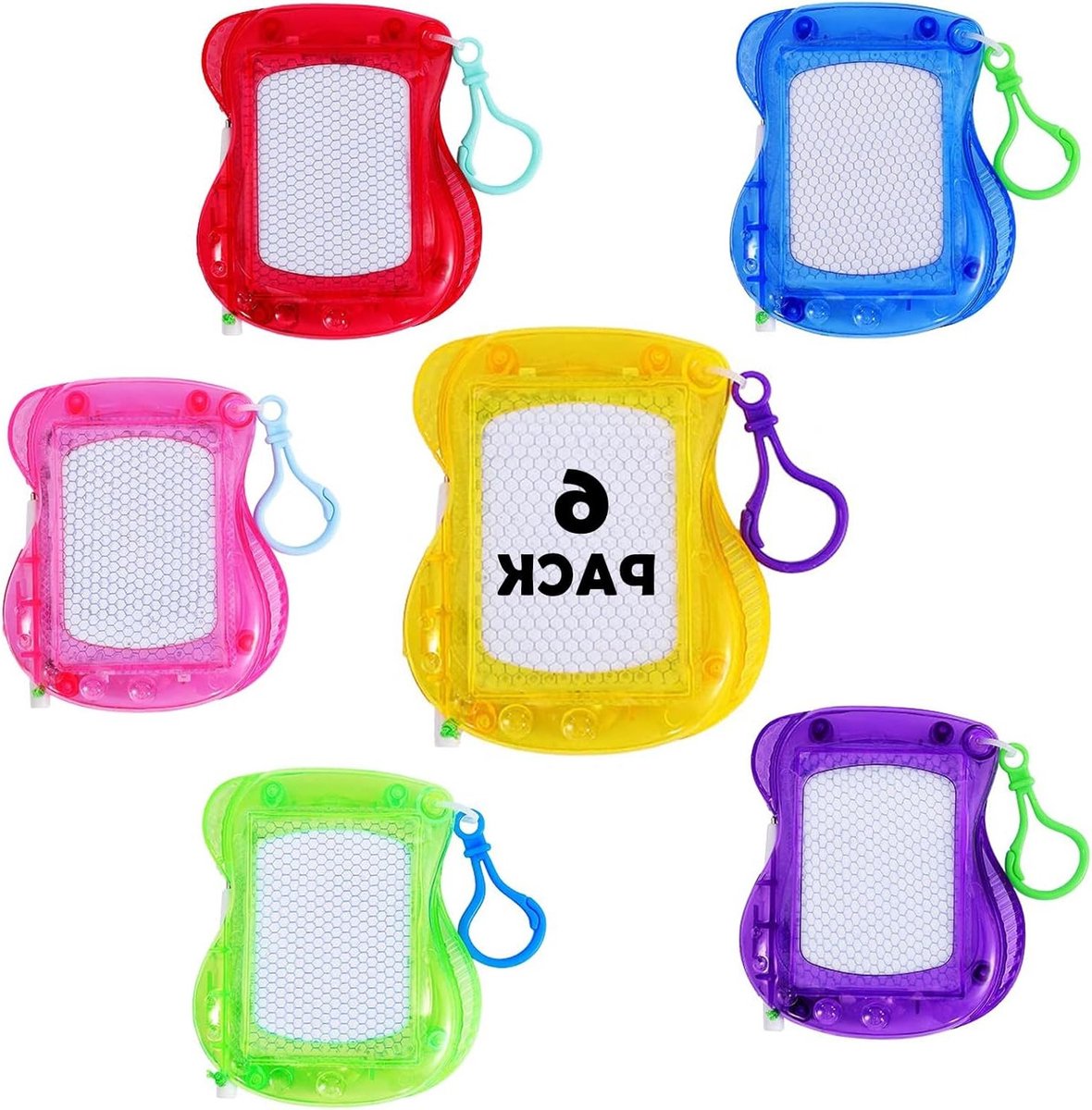Magnetisch Mini Bord met Sleutelhanger - Uitwisbaar Teken Tablet voor Kinderen, Draagbaar Slate voor Verjaardagscadeaus en Kleine Verrassingen (Set van 6)