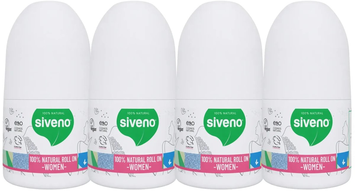 Siveno Natuurlijke Roll-On Deodorant voor Vrouwen Voordeelverpakking (4-delig)
