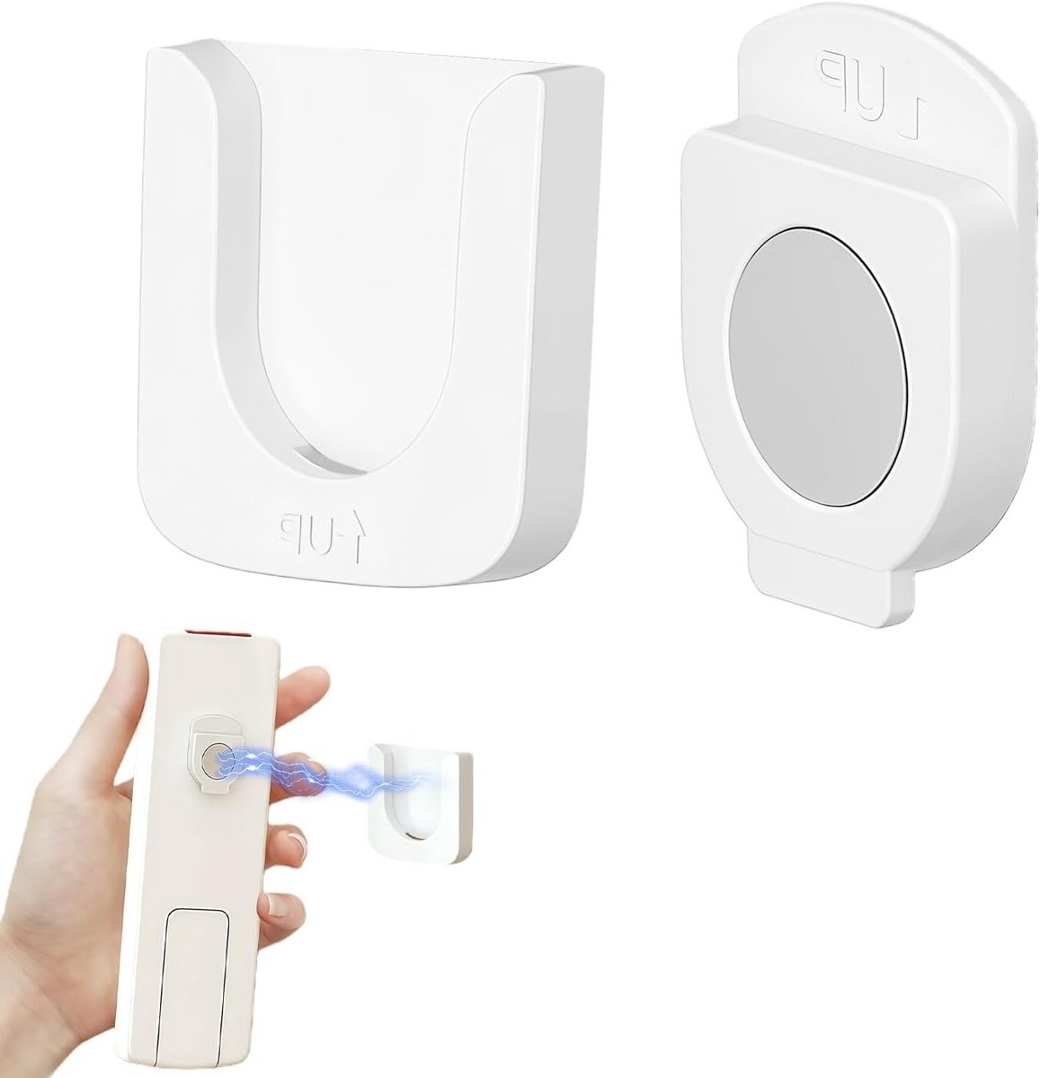 Magnetische afstandsbediening houder - 2 stuks, wandmontage zonder boren voor stopcontacten, wit en praktisch