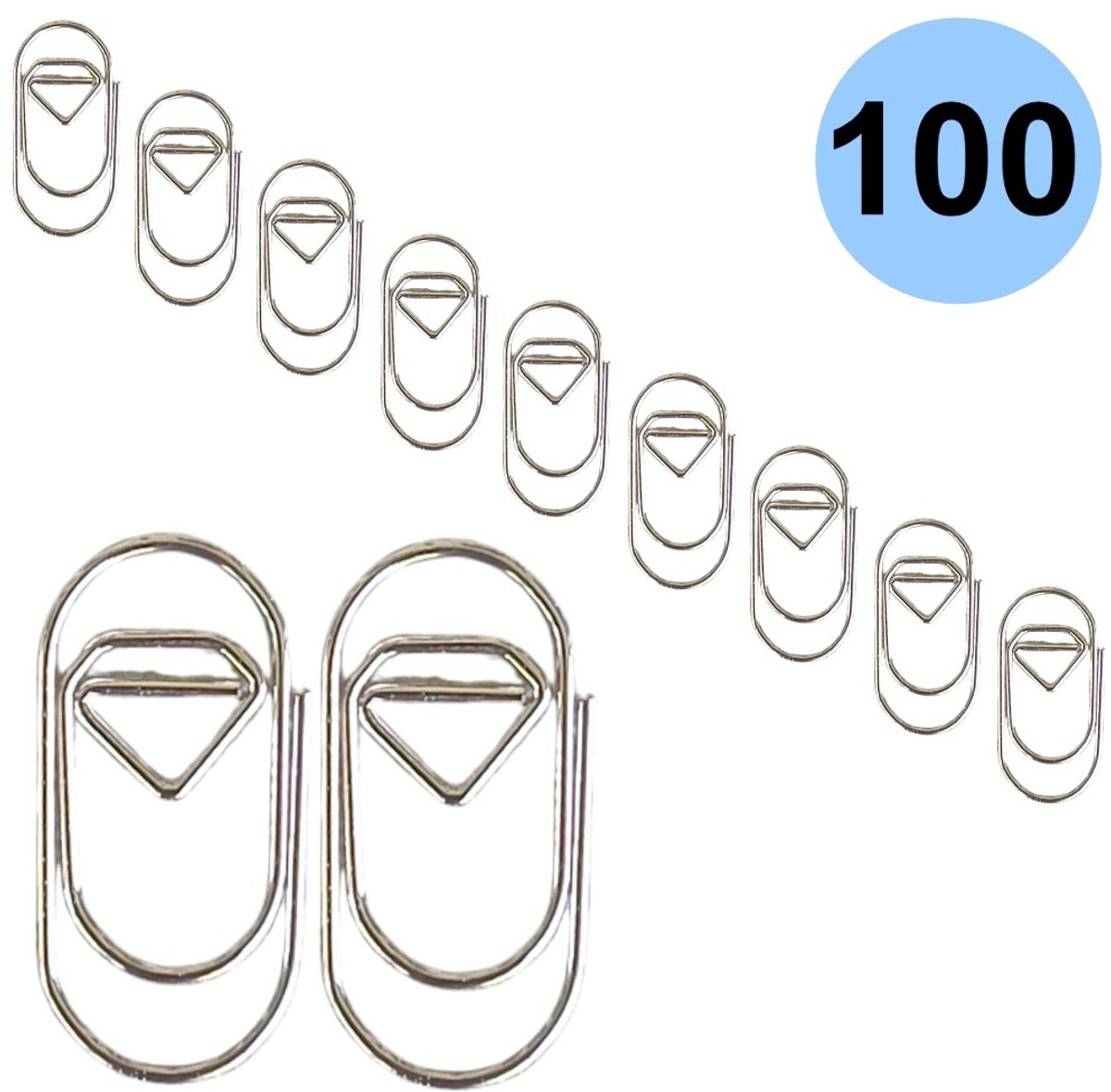 Fako Bijoux - 100x Mini Paperclip Diamant Zilver - Zilverkleurige Diamantjes Paperclips - Clip Diamond Zilver - Sluitclip - Paperclip - Papierklem - Cadeauverpakking - Trouwen - Geboorte - 100 Stuks