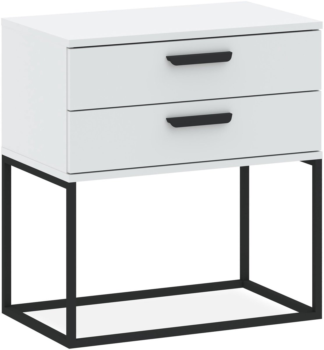 KONSIMO® RECTUS Nachtkastje - met lades - Bijzettafel - Wit - 60x65x39 cm
