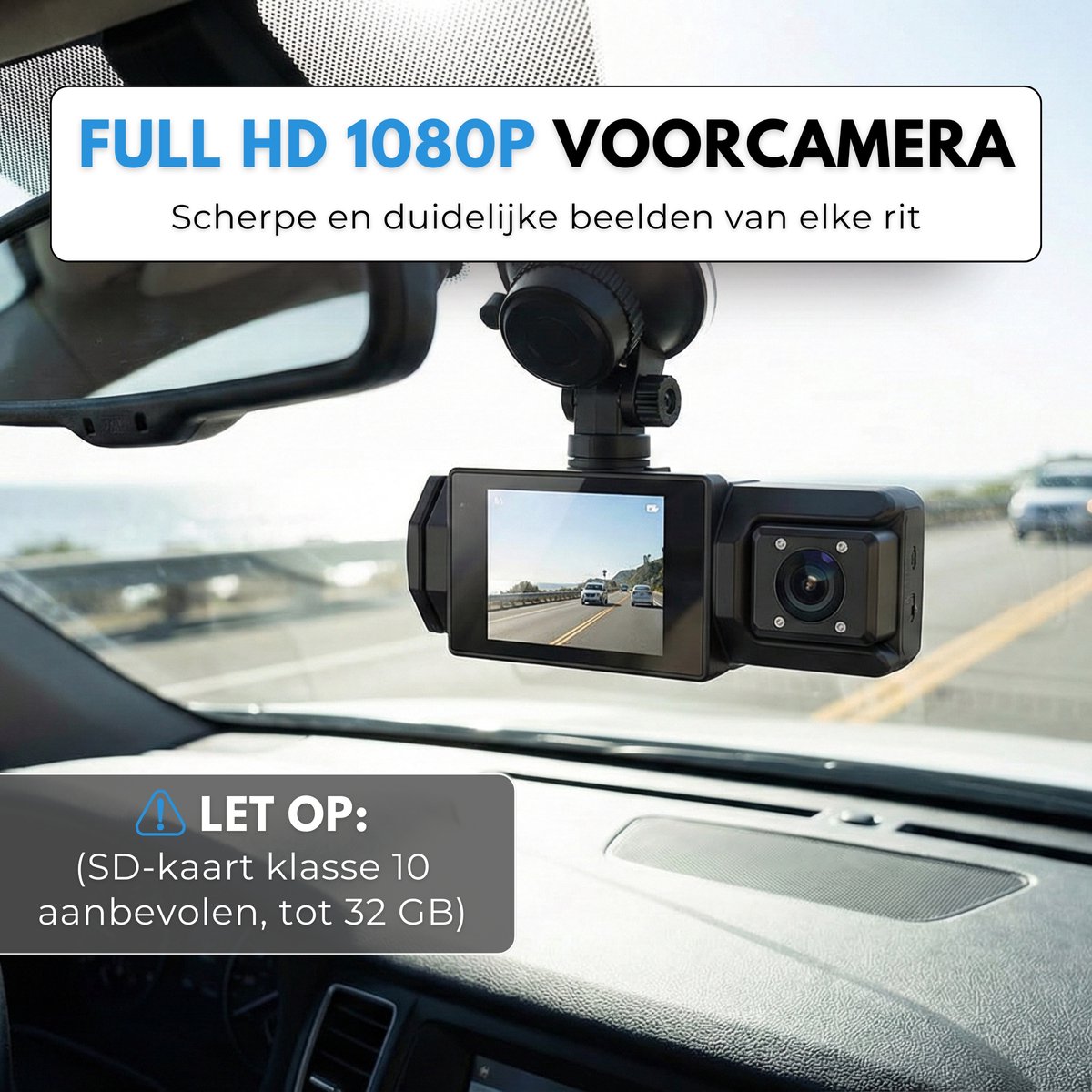 Boncy® Dashcam Voor Auto - 3 Kanalen Voor, Achter en Binnen Camera - 1080P Full HD - Dual Dashcams Met Achteruitrijcamera en Parkeermodus - Met Wifi & App - G-Sensor - Nachtzicht - Loop Recording - 170 Graden Kijkhoek – foto 3