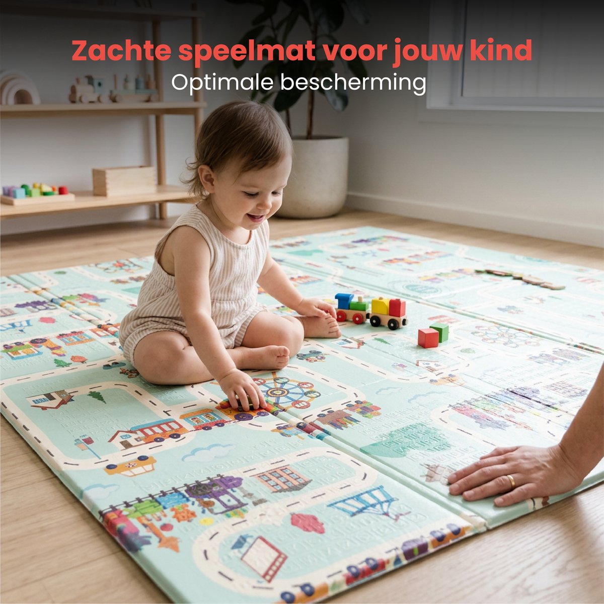 Teddle Speelmat Baby – Dubbelzijdig Speelkleed voor Baby - 200x180cm - Opvouwbare Speelmat - Kruipmat - Speelmat Foam - Met Letters en Cijfers thumbnail 6