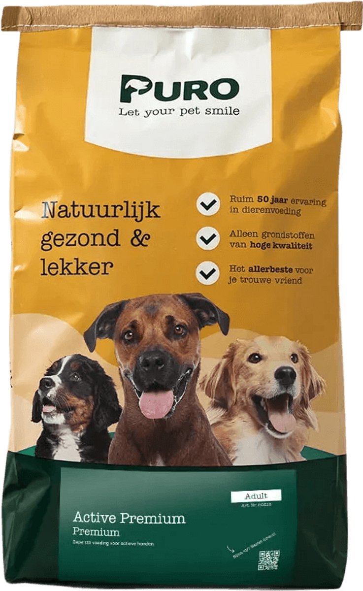 Puro Premium - Active - Hondenvoer - 15 kg