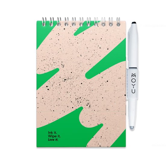 MOYU Uitwisbaar Schrijfblok A6 - Flashy Moss - Hardcover - Multifunctionele pagina’s - Inclusief uitwisbare pen, penhouder en wisdoekje
