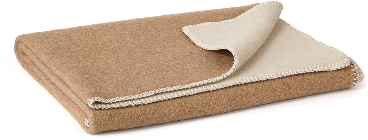MoST-Dekens - 100% Wollen ledikant dekentje Camel - 100 x 140 cm - bruin