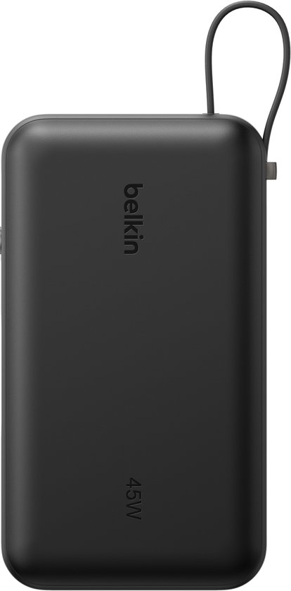 Zwarte Belkin powerbank 45W met lus.