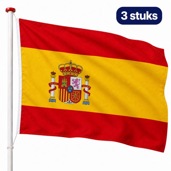 Partychimp Value Pack 3 pack Drapeau Espagnol Espagne Voetbal 2024 - 90x150 Cm - Polyester - Jaune/Rouge - 3 pack