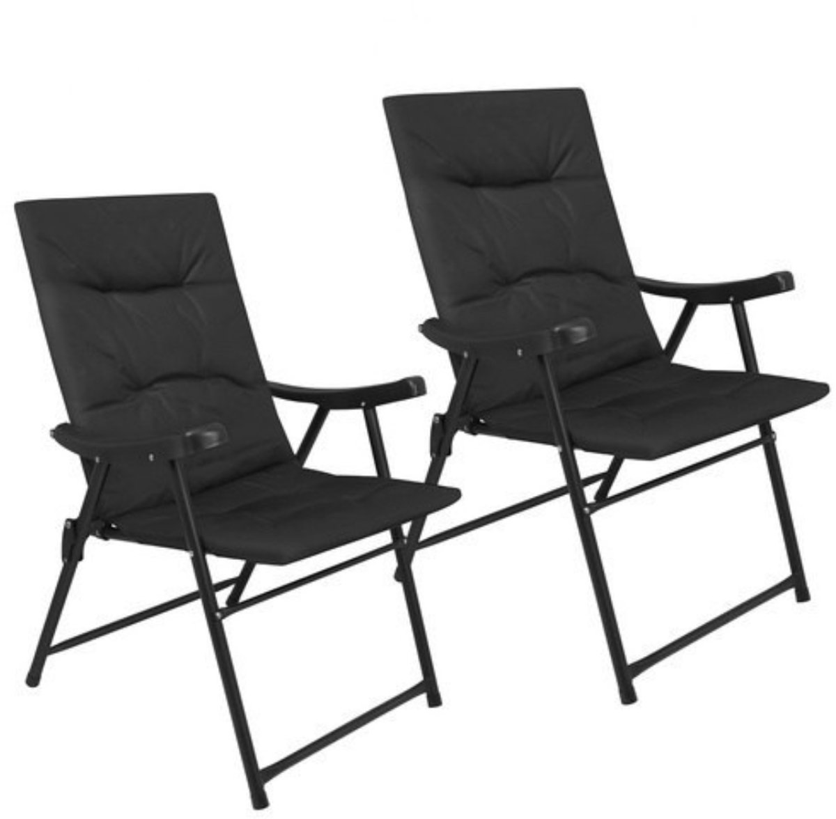 MOZY® - Tuinstoelen - Set van 2 - Zwart - 59 x 70 x 91 cm - Inklapbaar - met Armleuning - 