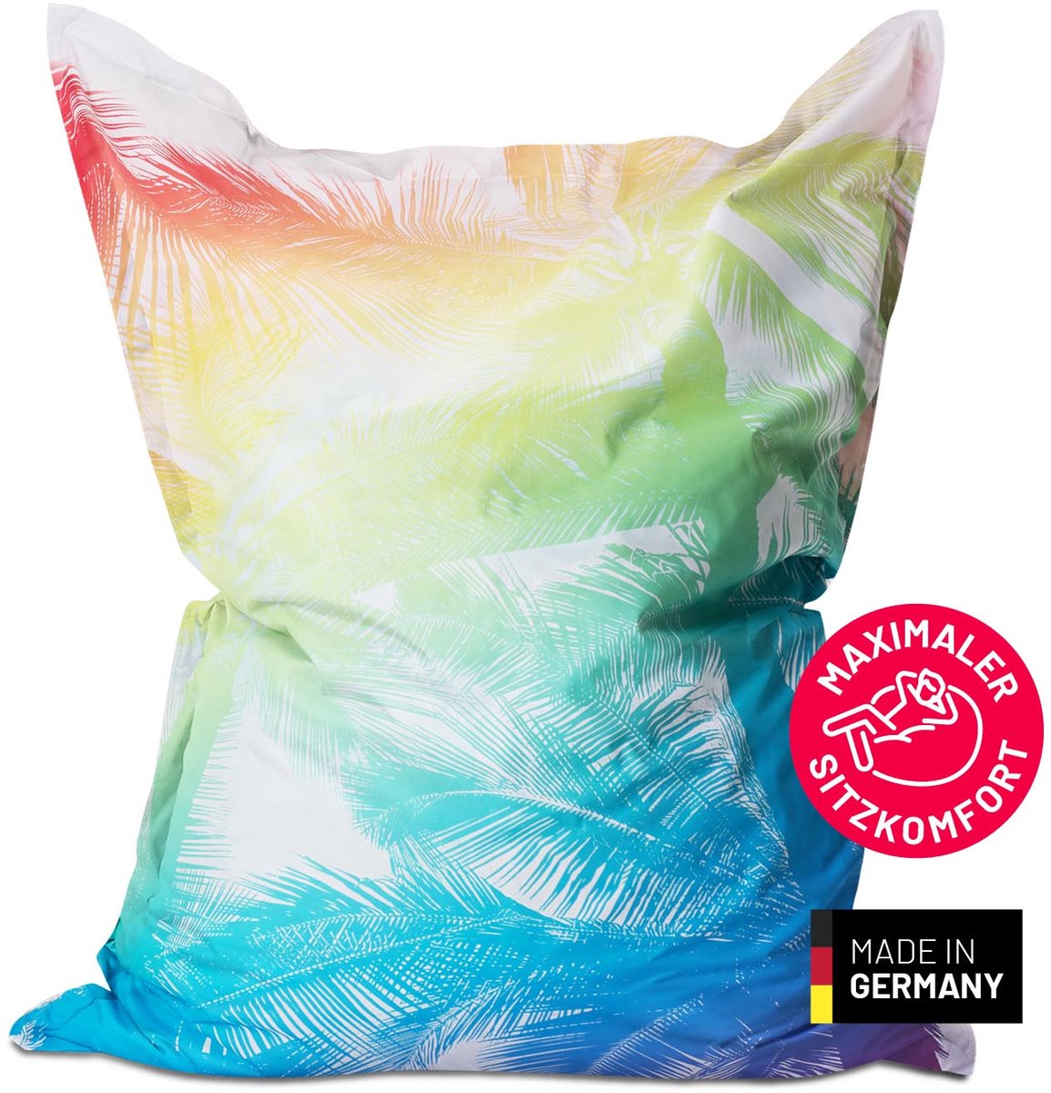 Lumaland Grote luxe XXL zitzak - 380 liter vulling - 140 x 180 cm - geschikt voor Indoor & Outdoor - Tropisch